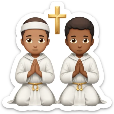 two black boys praying kneeling sticker