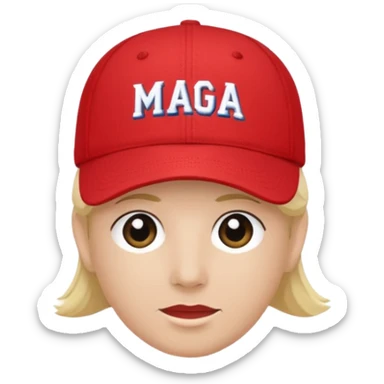 red baseball cap with MAGA on the front sticker