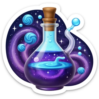 Potion bottle with swirling galaxy liquid sticker