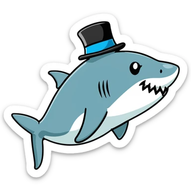 shark in a top hat sticker
