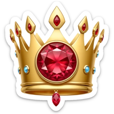 couronne en or à 3 pointes avec un énorme rubis au centre en cabochon sticker