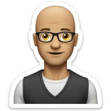 Bald muscular guy with glasses sticker