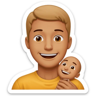 male choking himself with a smile on his face sticker