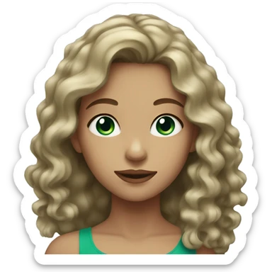 girl with dark blonde wavy hair and green-blue eyes  sticker
