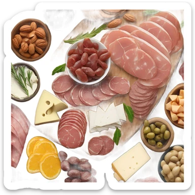 Charcuterie board on a wooden platter  sticker