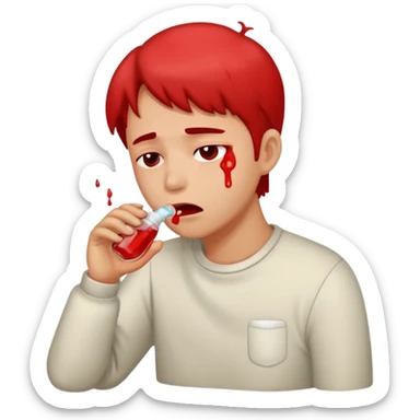 vomits with red stuff sticker