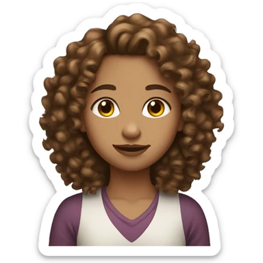 Brown hair curly light skin girl in love sticker