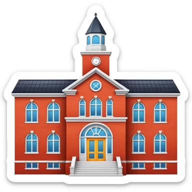 classic school building, bright colors sticker