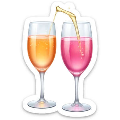 Champagne glass orange and pink sticker