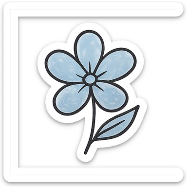 light blue flower, hand-drawn outline icon style, sketchy and casual sticker