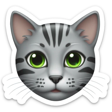 Grey cat with green eyes and stripes sticker