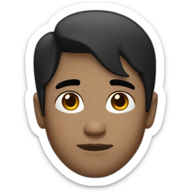 round fair face black hair part in the middle dark eyes sticker