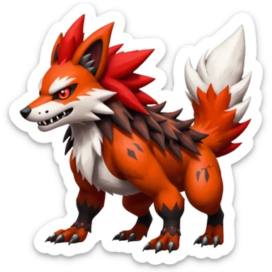 Lycanroc-Zigzagoon-Zangoose-Obstagoon-Groudon-fusion sticker