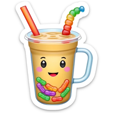 Boba tea with worms sticker