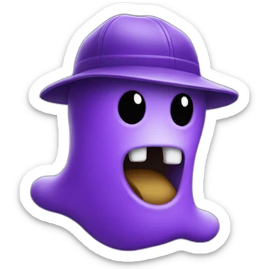 Make a purple ghost with a beisbol hat   sticker