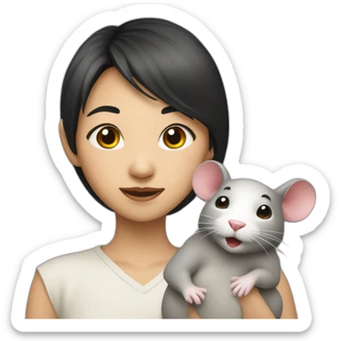 Asian girl with a rat sticker