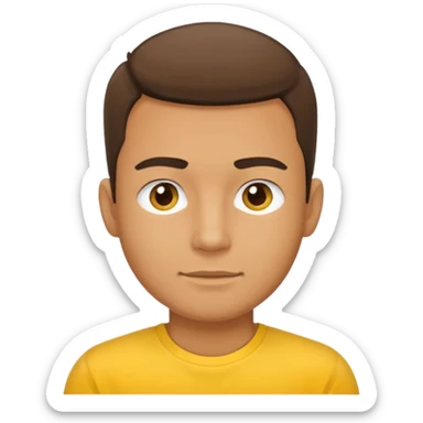 a standard man wearing a t-shirt, yellow, face and shoulders sticker