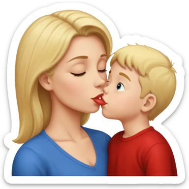 mom kiss son on lips sticker