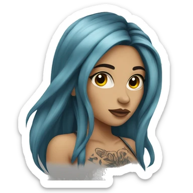 tattooed woman very attractive long hair sticker