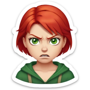 Angry girl with red hair and green eyes sticker