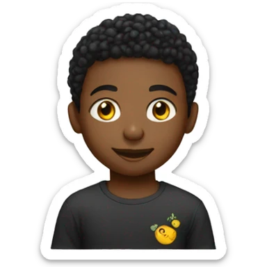 Black boy with inscription "Relja" on his T-shirt sticker