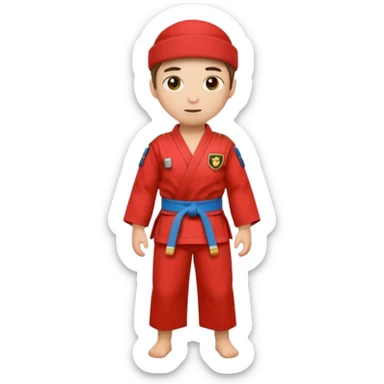 🥋 emojiyi kıyafeti ve kuşağı kırmızi renk yap sticker