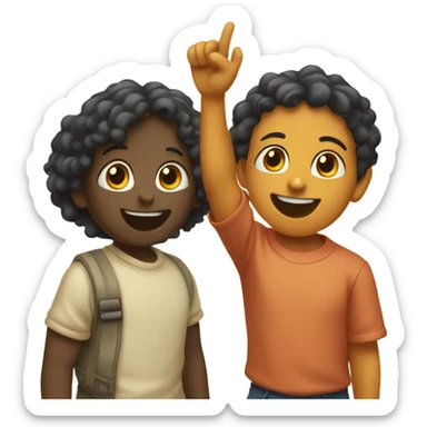 two children high fiving sticker