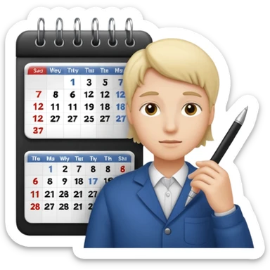 weekly calendar next to person adjusting it sticker