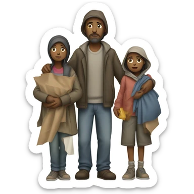 Homeless family sticker
