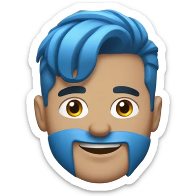 guy with blue hair and low taper fade with blue jacket sticker