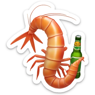 Shrimp drinking beer sticker