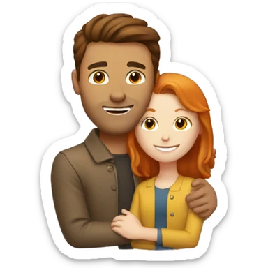 Brunette guy with ginger girl hugging sticker