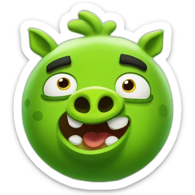 The green pig from Angry Birds rules the birds sticker