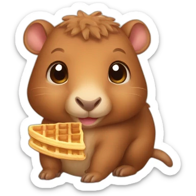 cute baby capibara with waffle sticker