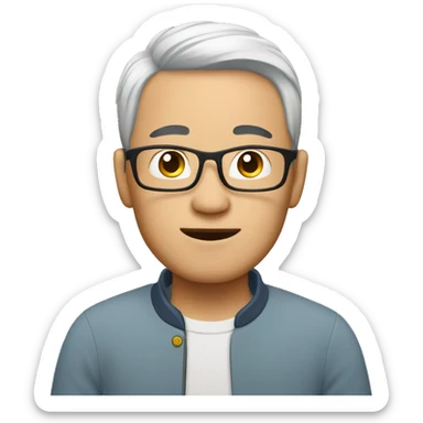 chinese man with cat sticker