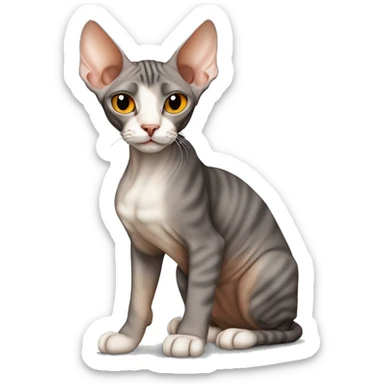 Sphynx cat , dark brown and gray tabby colour , orange nose , sticker