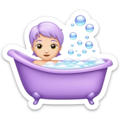 bubble bath, cute lilac bathtub sticker