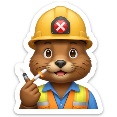 beaver smoking wearing a hard hat emojis funny sticker