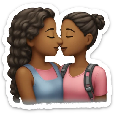 A girl kissing another girl sticker