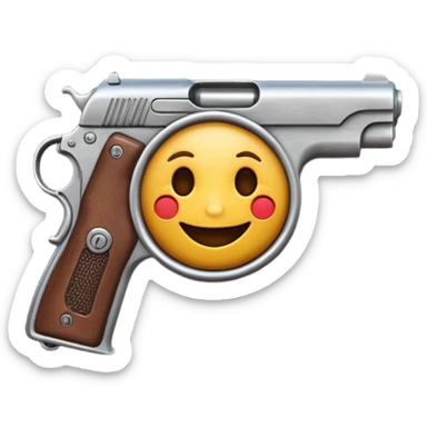 Quiero un emoji orgulloso con una pistola automática en la mano sticker