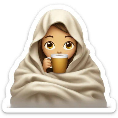 Light girl inside a blanket sipping coffee eyes closed sticker