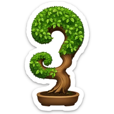 Bonzai with a question mark shape  sticker