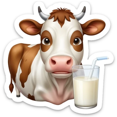 Cow with milk sticker