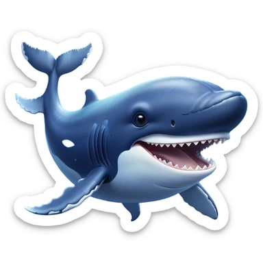 Meme-Worthy Singing Humpback Whale Portrait Emoji, Mouth open wide in a dramatic, melodious pose, showcasing a deep blue-gray body with barnacle accents and an expressive, soulful gaze, Simplified yet artistically graceful features, highly detailed, glowing with a soft, magical marine aura, high shine, enchanting and full of life, stylized with an air of deep-sea wonder, soft glowing outline, capturing the essence of a majestic humpback whale mid-song, resonating with the beauty of the ocean's ancient melodies! sticker