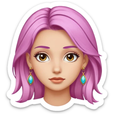 very pretty candy shop girl face with unique color hair and earrings sticker
