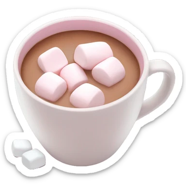 Light Pink mug of hot chocolate with marshmallows  sticker