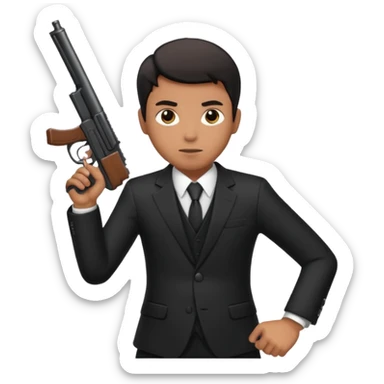 mafia human in black with a gun sticker