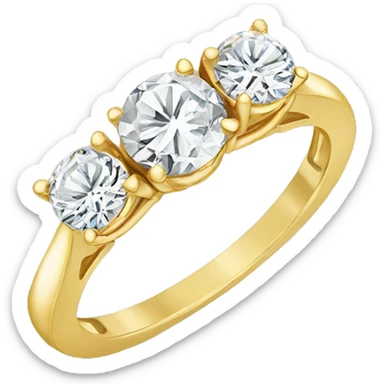 Gold Engagement ring with three round diamonds sticker