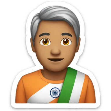 A person in Indian flag colors sticker