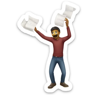 someone juggling paper sticker